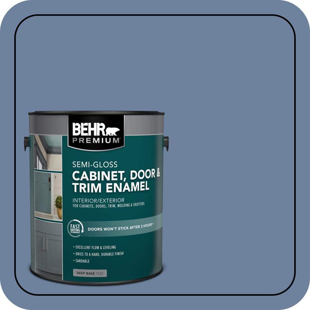 BEHR PREMIUM 1 gal. #S530-5 Brisk Blue Semi-Gloss Enamel Interior/Exterior Cabinet, Door & Trim Paint (1)