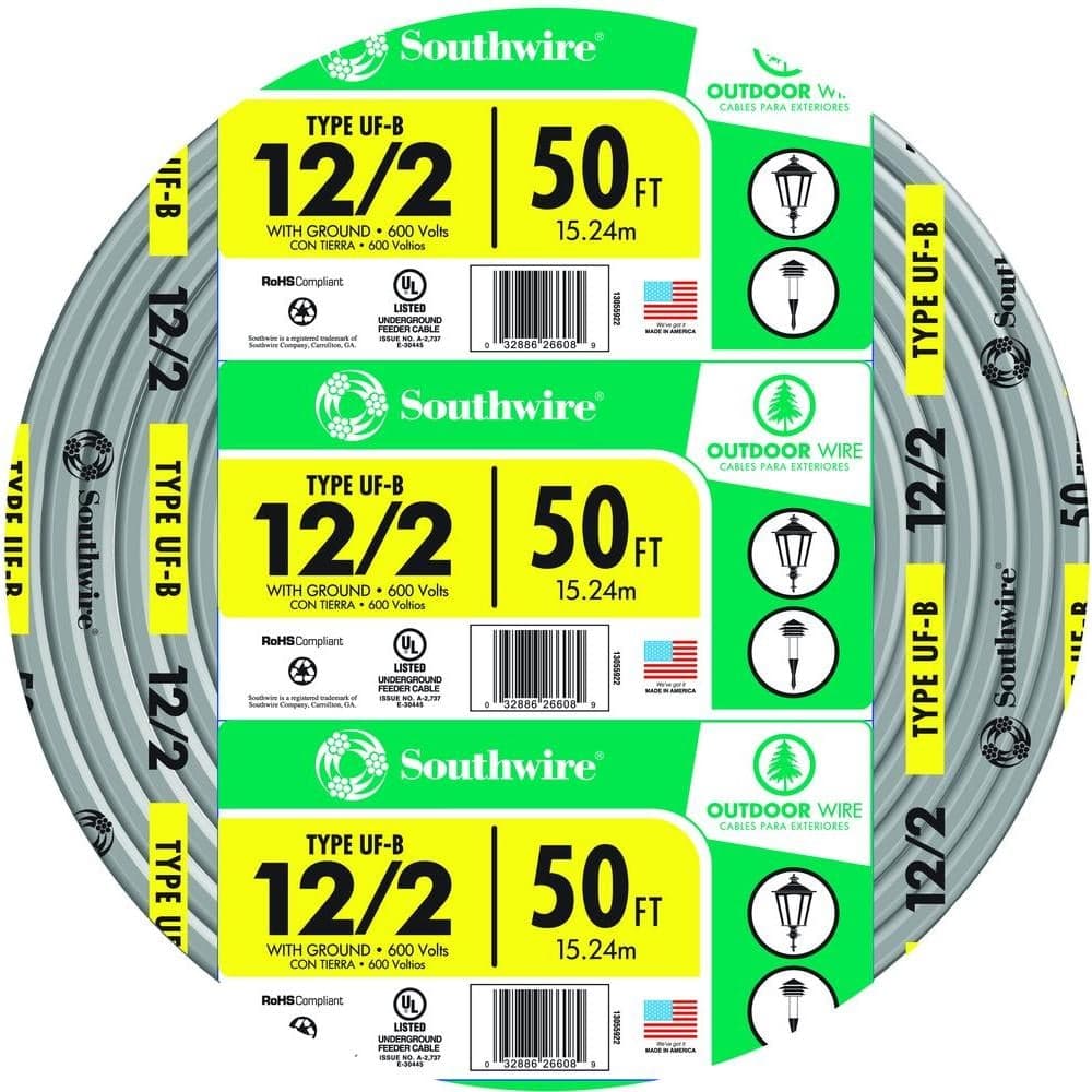 Southwire 12/2 Solid CU UF-B W/G Wire