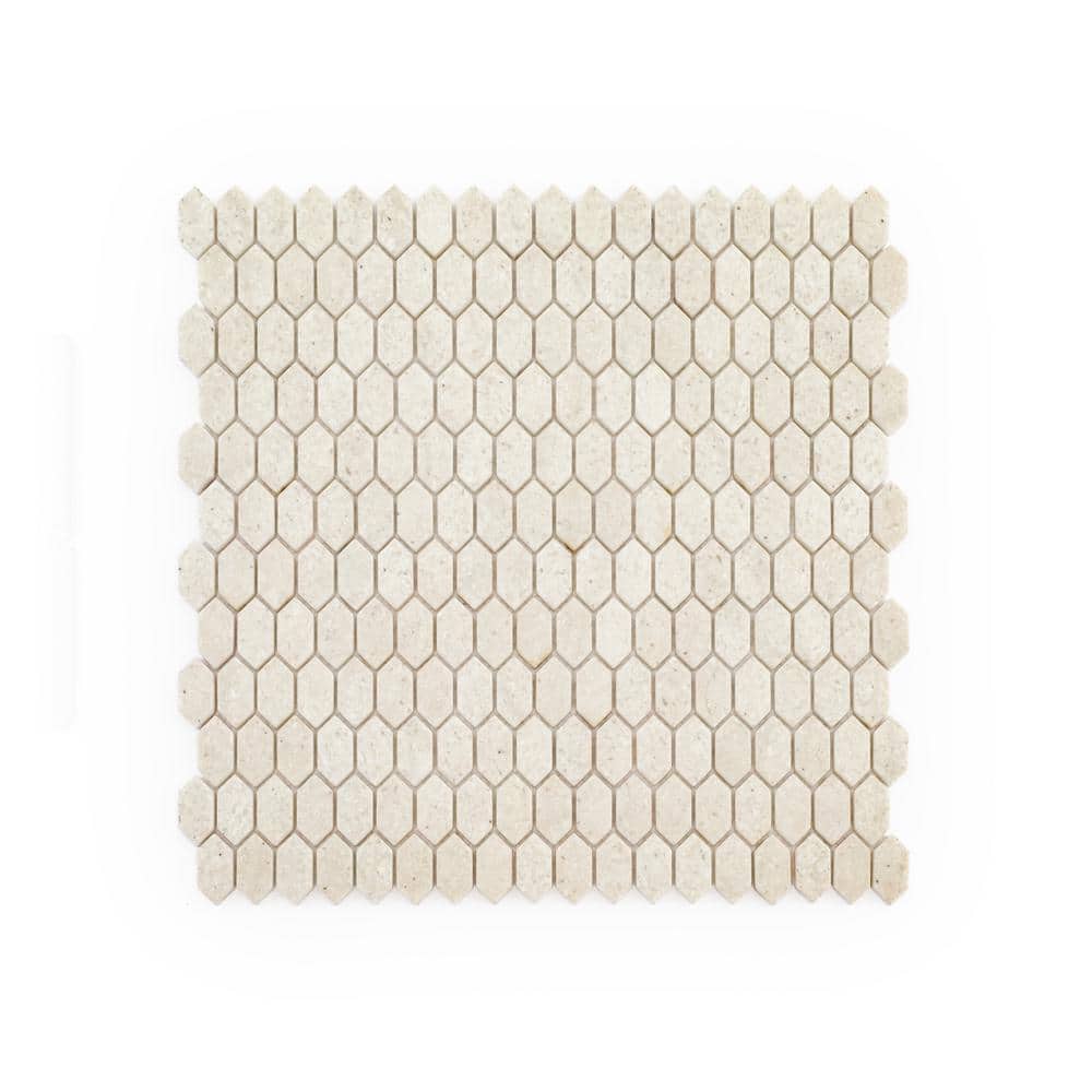 Jeffrey Court Serenity Marfil 11.125 in. x 11.875 in. Elongated Hex Matte White/Beige Glass Mosaic Wall/Floor Tile(0.917 Sq. Ft./Each) (2)