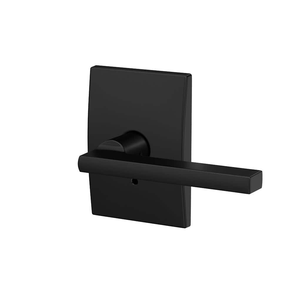 Schlage Custom Latitude Matte Black Dummy Door Handle with Century Trim (2-Pack) (2)