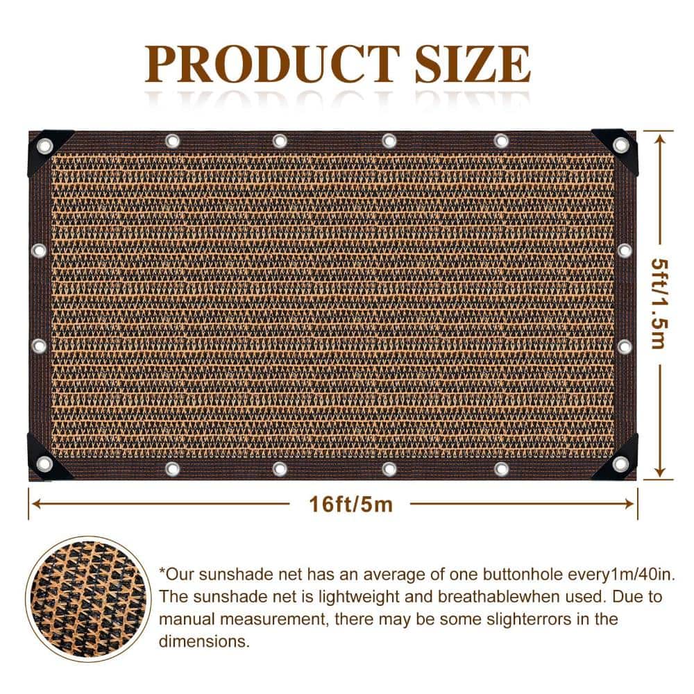 Unbranded 5x16FT 80% Shade Cloth Sunblock Net with Grommets, Lightweight UV Protection for Garden Patio Pergola Balcony Greenhouse (2)