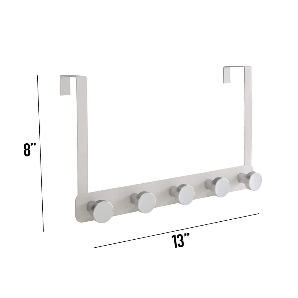 Elle Decor 5 Hook Over the Door Robe Knob Hook in Matte White (3)