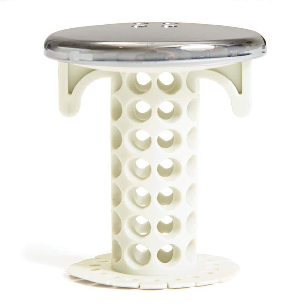 SinkShroom 1.25 in. Bathroom Sink Drain Protector Hair Catcher White with Chrome and Stopper Plug Bundle (3)