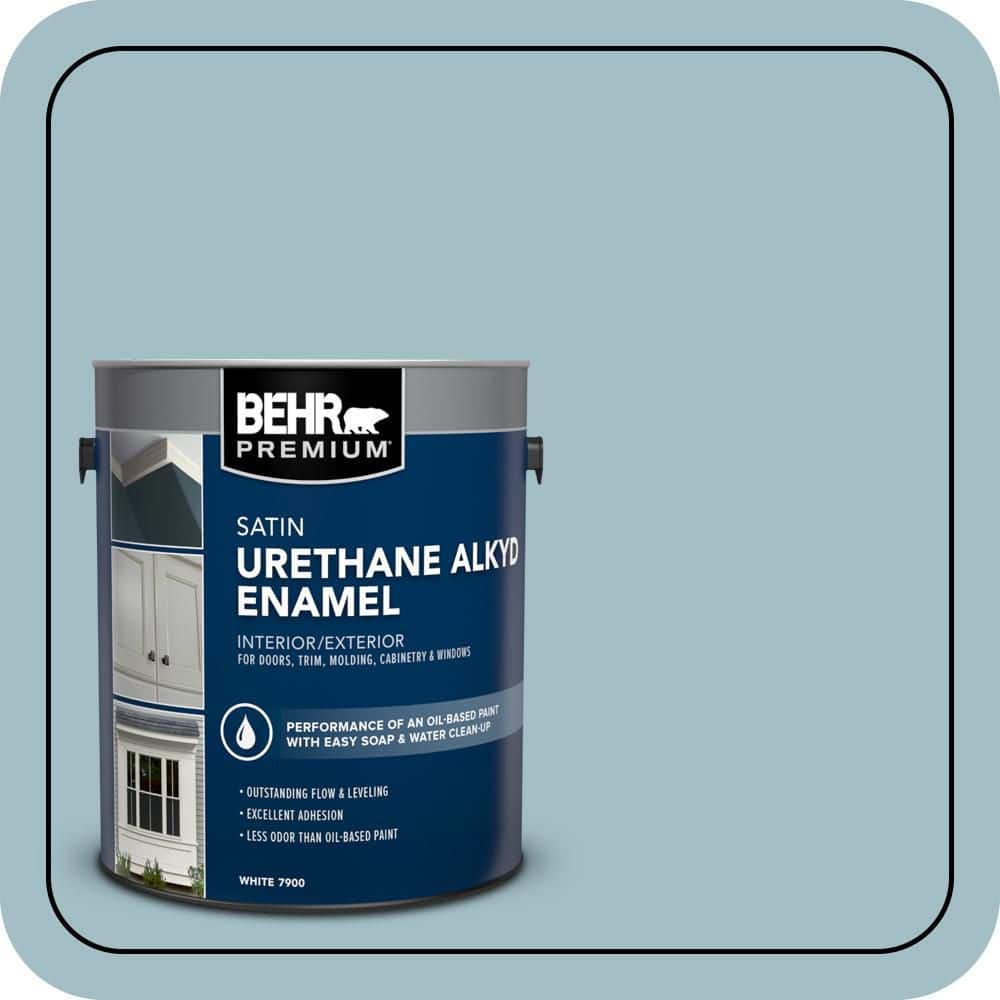 BEHR PREMIUM 1 gal. #PPU13-11 Clear Vista Urethane Alkyd Satin Enamel Interior/Exterior Paint (1)