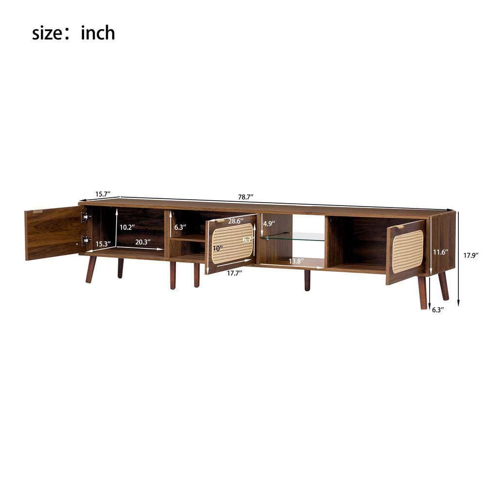 COWLOWN 78.7 in. W x 15.7 in. D x 17.9 in. H Bathroom Brown Linen Cabinet (2)