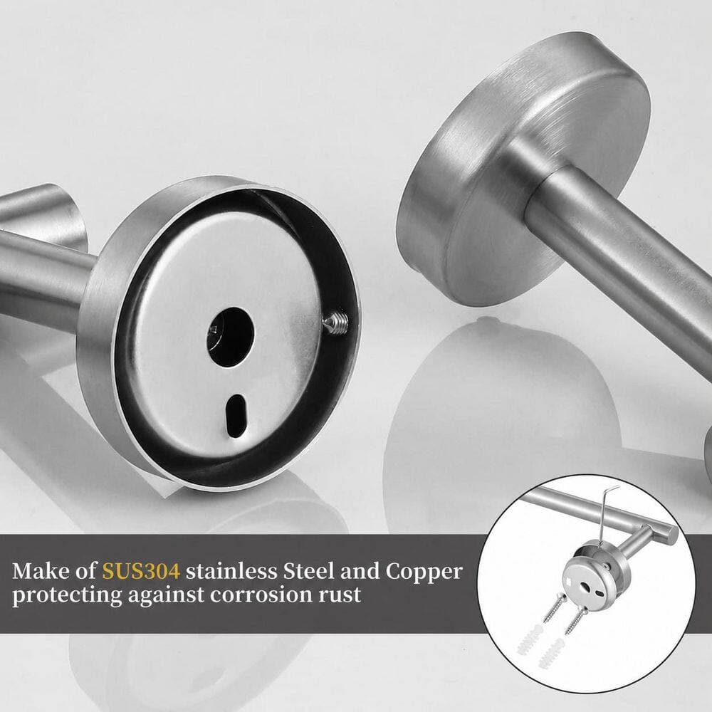 KHKFY 10-Piece Stainless Steel Bathroom Hardware Set with 16 Inch Towel Bar, Hook, Ring, and Paper Holder (3)