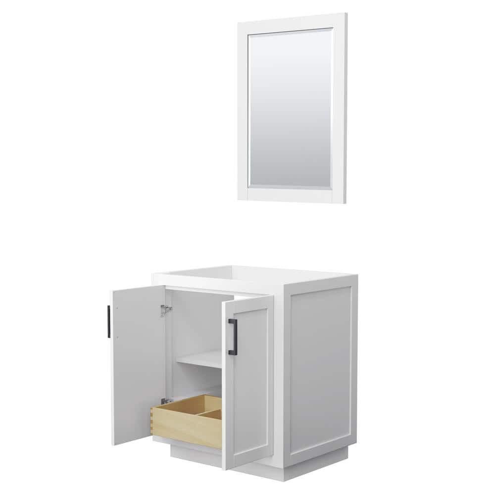 Wyndham Collection Miranda 29.25 in. W x 21.75 in. D x 33 in. H Single Sink Bath Vanity Cabinet without Top in White with 24 in. Mirror (2)
