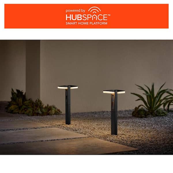 Hampton Bay Smart Low Voltage Black Plug-in Integrated LED RGB Landscape Light Kit with Transformer Powered by Hubspace 2-Pack