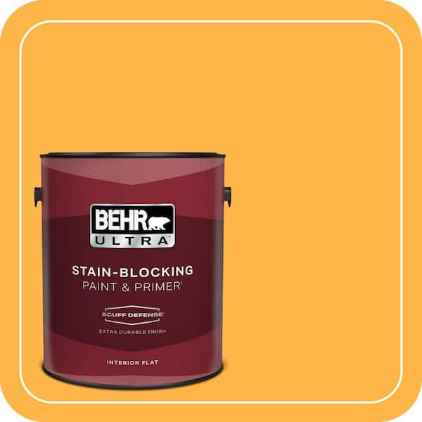 BEHR PREMIUM PLUS 1 gal. #300B-6 Glorious Gold Semi-Gloss Enamel Low Odor Interior Paint & Primer (2)