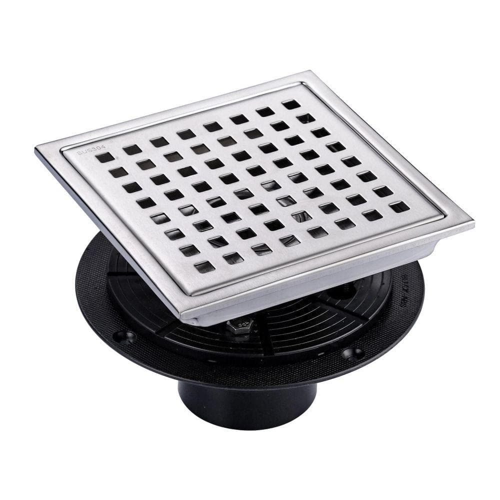 AVITAS 5.9 in. x 5.9 in. Stainless Steel Square Shower Drain with Strainer in Brushed Nickel (1)