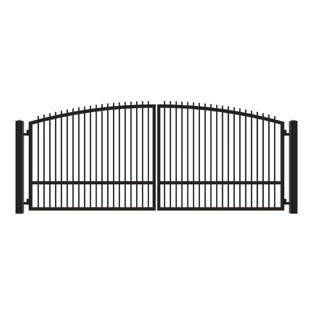 Unbranded Driveway Gate — Swing, Center, Arch + Finials, Single, Black — 184"W x 72"H (1)