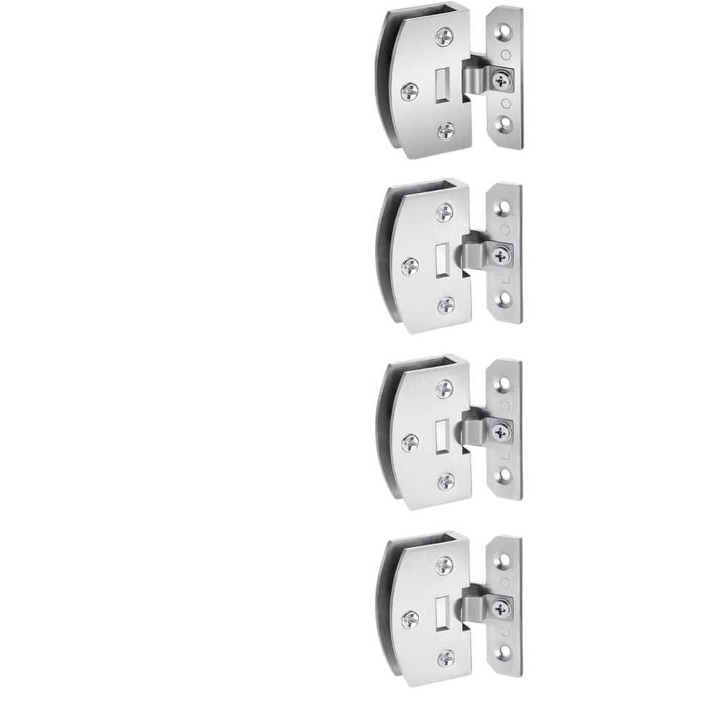 Numhew 4-Piece 90° Heavy-Duty No-Drill Glass Door Hinge Kit with Mounting Hardware in Chrome, for Shower Doors (1)