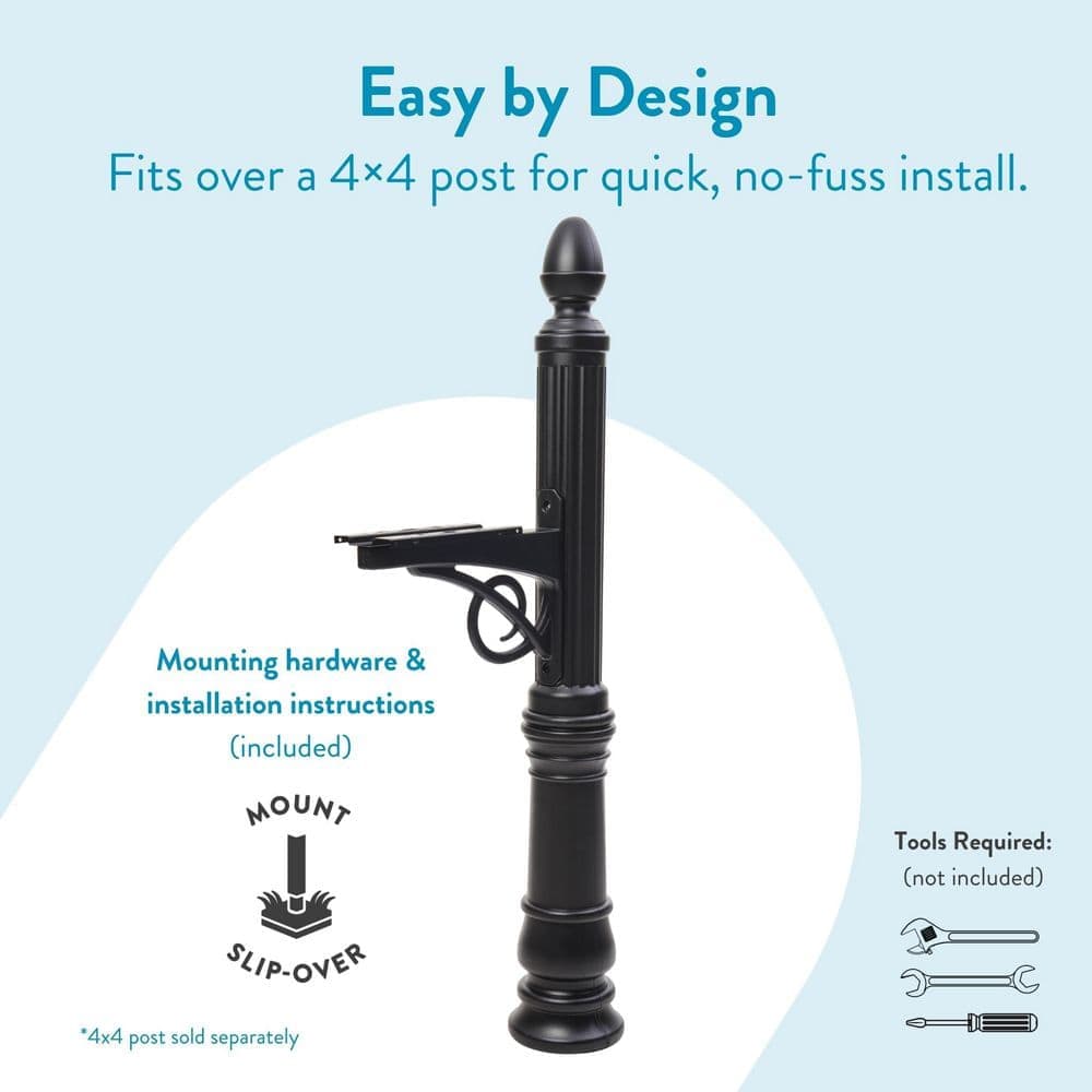 Architectural Mailboxes Victorian Decorative, Plastic, Crossarm, Mailbox Post, Black (3)