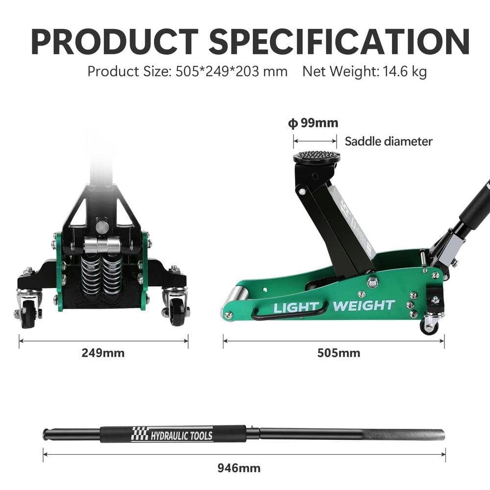 Miscool Avex 1.5 Ton Floor Jack Hydraulic Low Profile Aluminum and Steel Car Jack with Quick Lift Dual Pump (3)