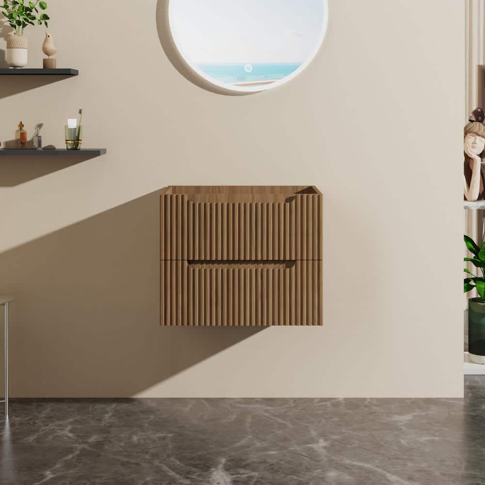 CASAINC 24 in. W x 18 in. D x 19 in. H Floating Wall-Mount Bath Vanity Cabinet without Top in Brown (1)