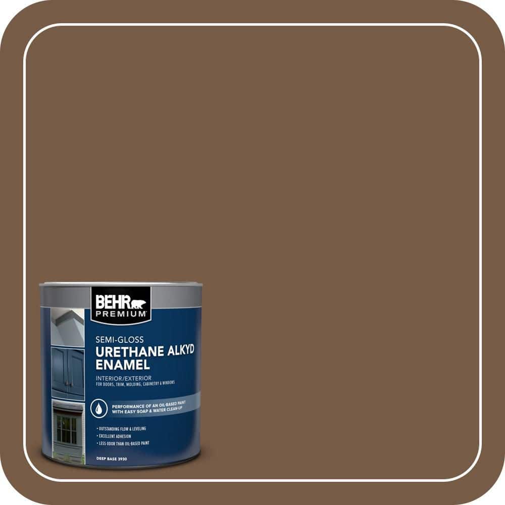 BEHR PREMIUM 1 qt. #N250-7 Mission Brown Semi-Gloss Enamel Urethane Alkyd Interior/Exterior Paint (1)