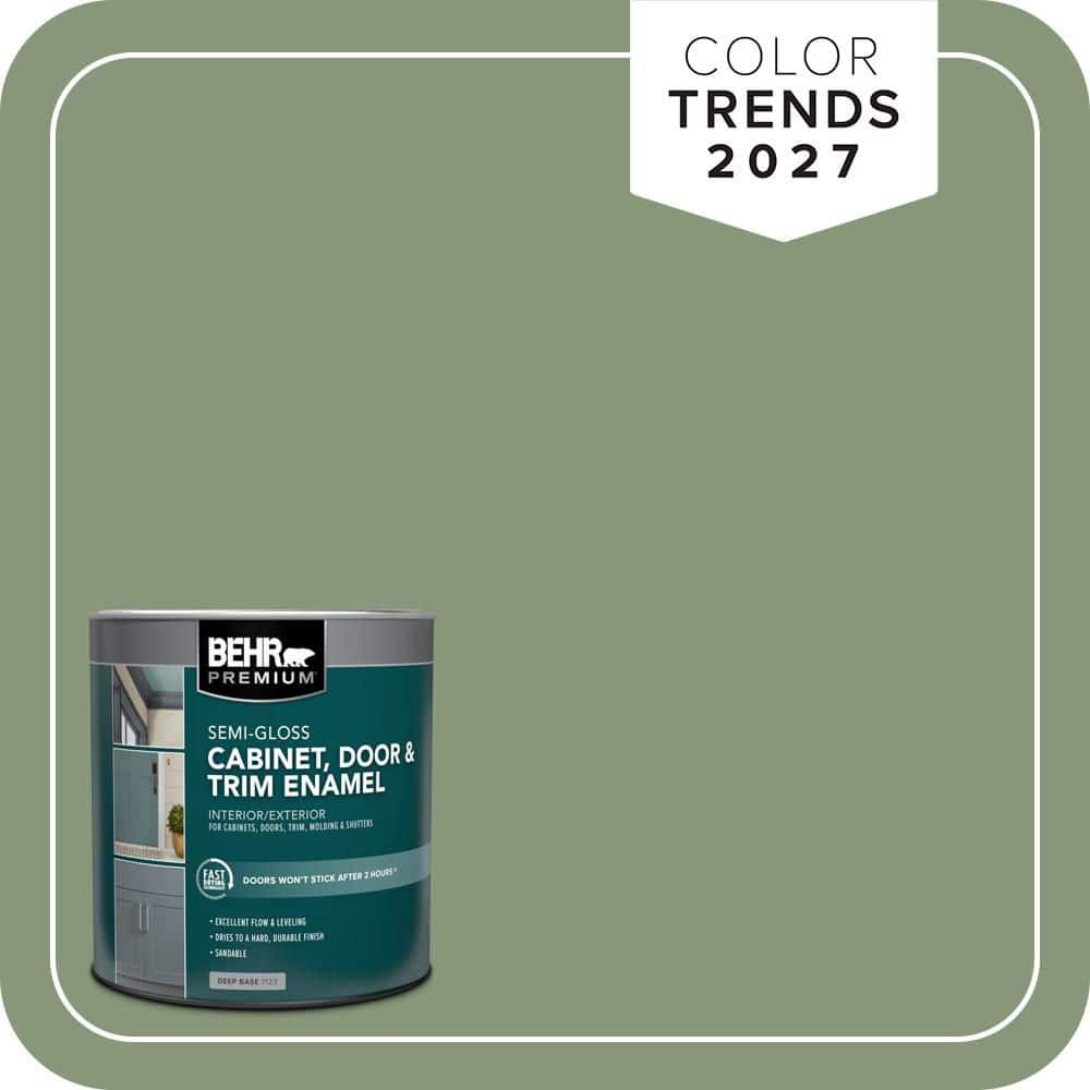 BEHR PREMIUM 1 qt. #S390-5 Laurel Tree Semi-Gloss Enamel Interior/Exterior Cabinet, Door & Trim Paint