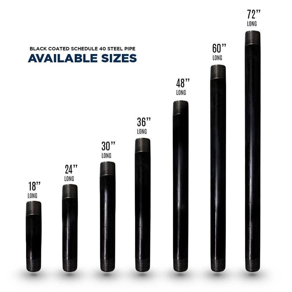 PLUMBFLEX 1 in. x 3 ft. Black Steel Pipe (3)