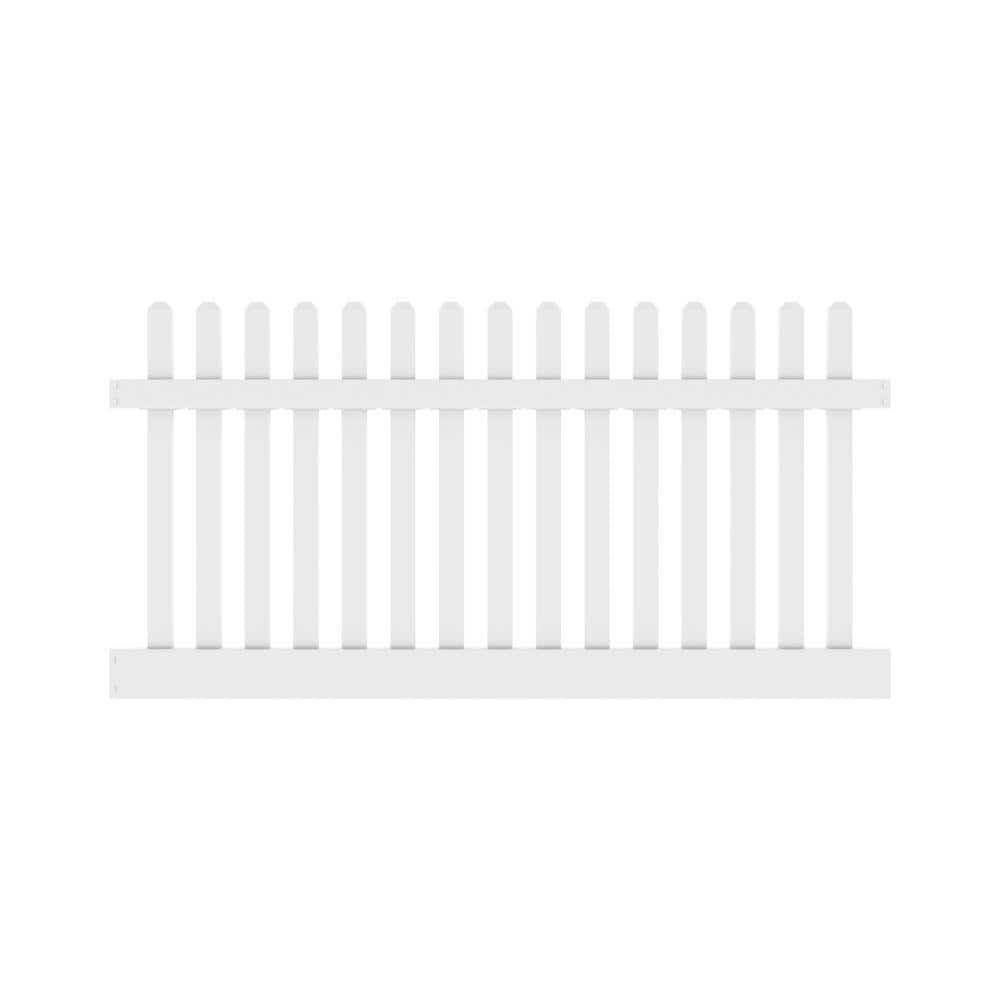 Barrette Outdoor Living Kettle Straight 4 ft. H x 8 ft. W White Vinyl Fence Panel (Unassembled)