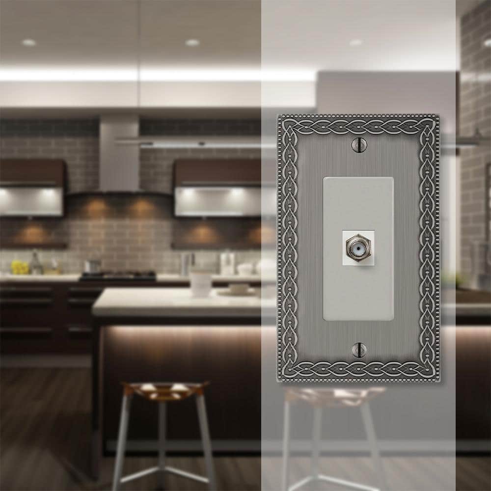 AMERELLE Amelia 1 Gang Coax Metal Wall Plate - Antique Nickel (2)