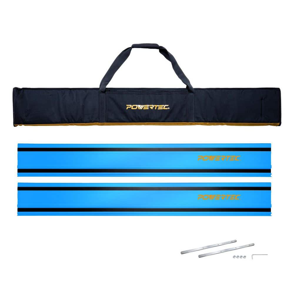 ‎POWERTEC 110 in. Track Saw Guide Rail with Protective Bag for Milwaukee Track Saws, Incl. 2x55 in. Guide Rails and 2 Connectors (1)