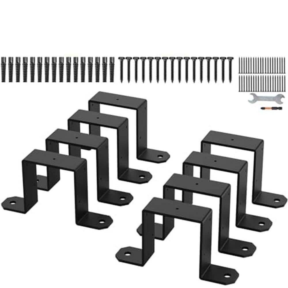 KIWDZFU 4x4 Strap Post Ties 14-Gauge Steel Deck Fence Brackets with Screws Fits 3. 5x3. 5 Posts U Shape Connector 8-Pack (1)