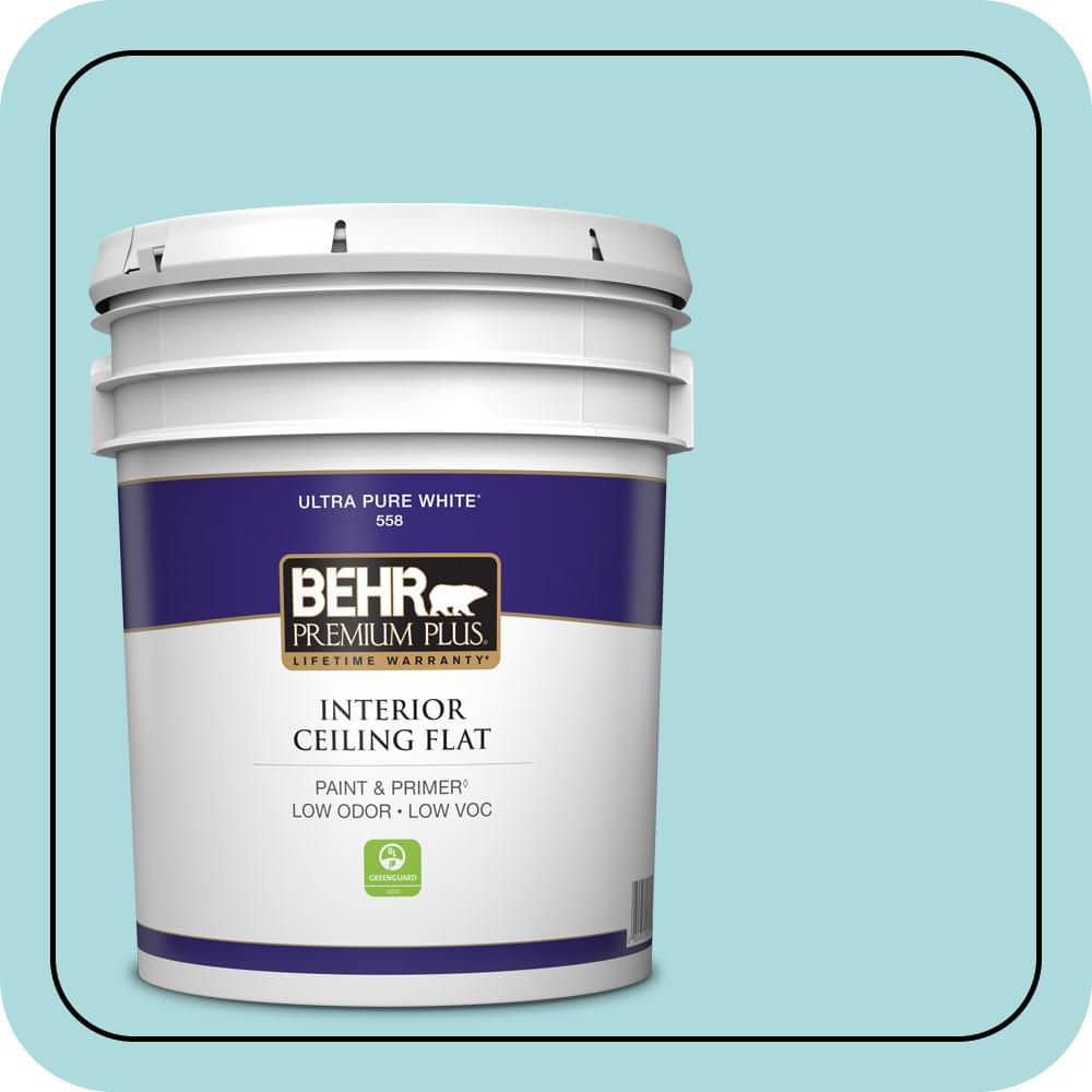 BEHR PREMIUM PLUS 5 gal. #M460-2 Beachside Drive Ceiling Flat Interior Paint & Primer (1)