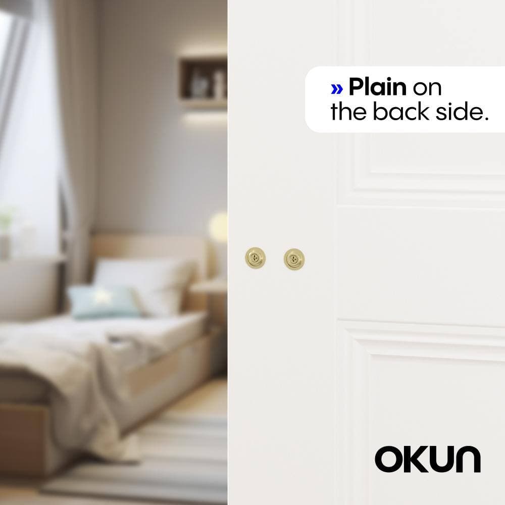 Okun Muse Metal Brushed Champagne Gold Dummy Door Handle with Round Rosette (3)