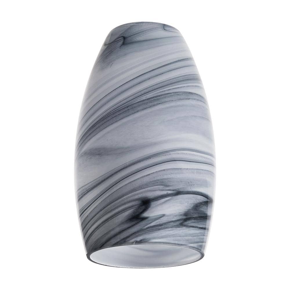 PRIVATE BRAND UNBRANDED 7.75 in Grey Swirl Glass Elongated Oval Shaped Replacement Pendant Shade with 2.25 in. Neckless Fitter (2)