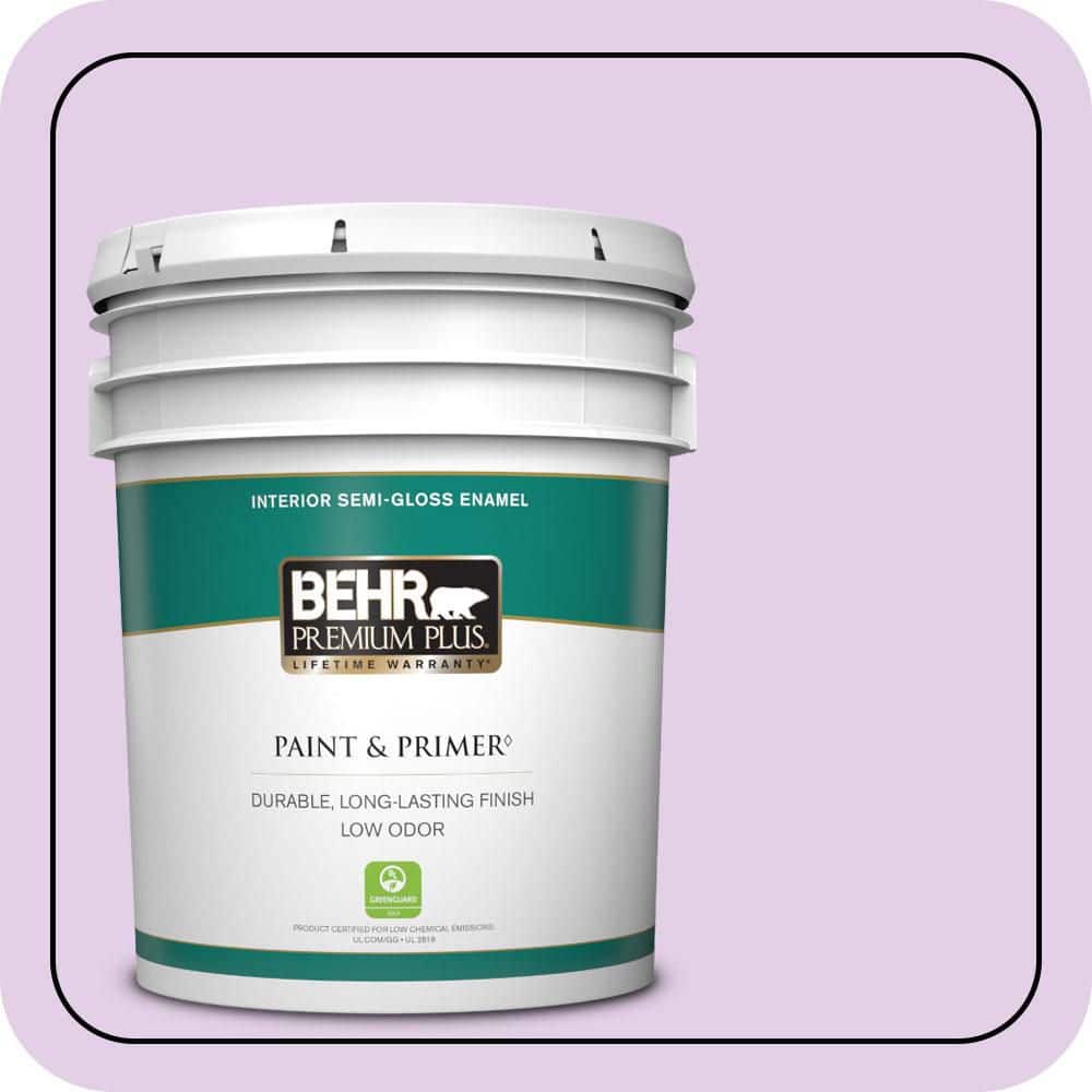 BEHR PREMIUM PLUS 5 gal. #P100-2 Sweet Romance Semi-Gloss Enamel Low Odor Interior Paint & Primer