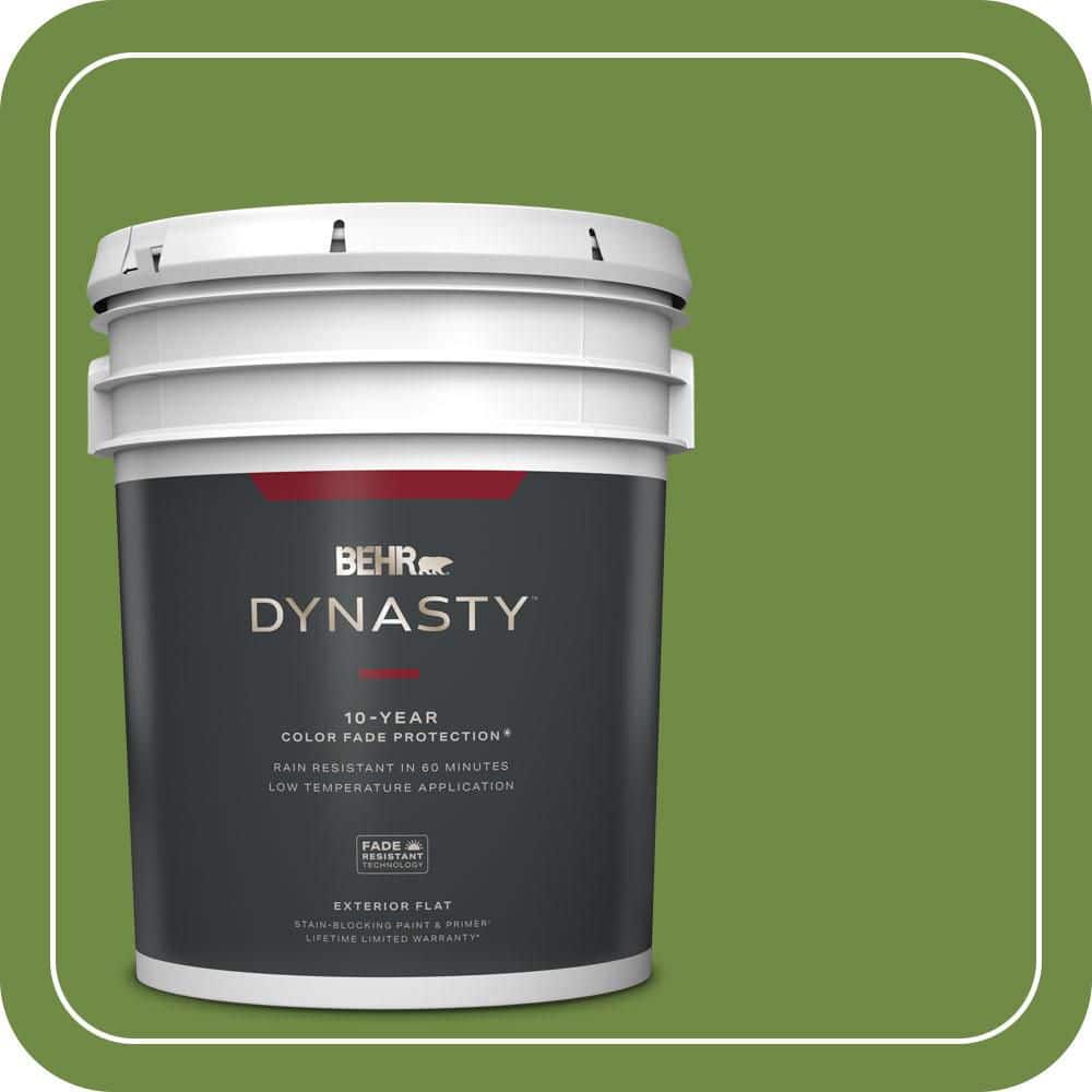 BEHR DYNASTY 5 gal. #S-H-420 Shamrock Flat Exterior Stain-Blocking Paint & Primer