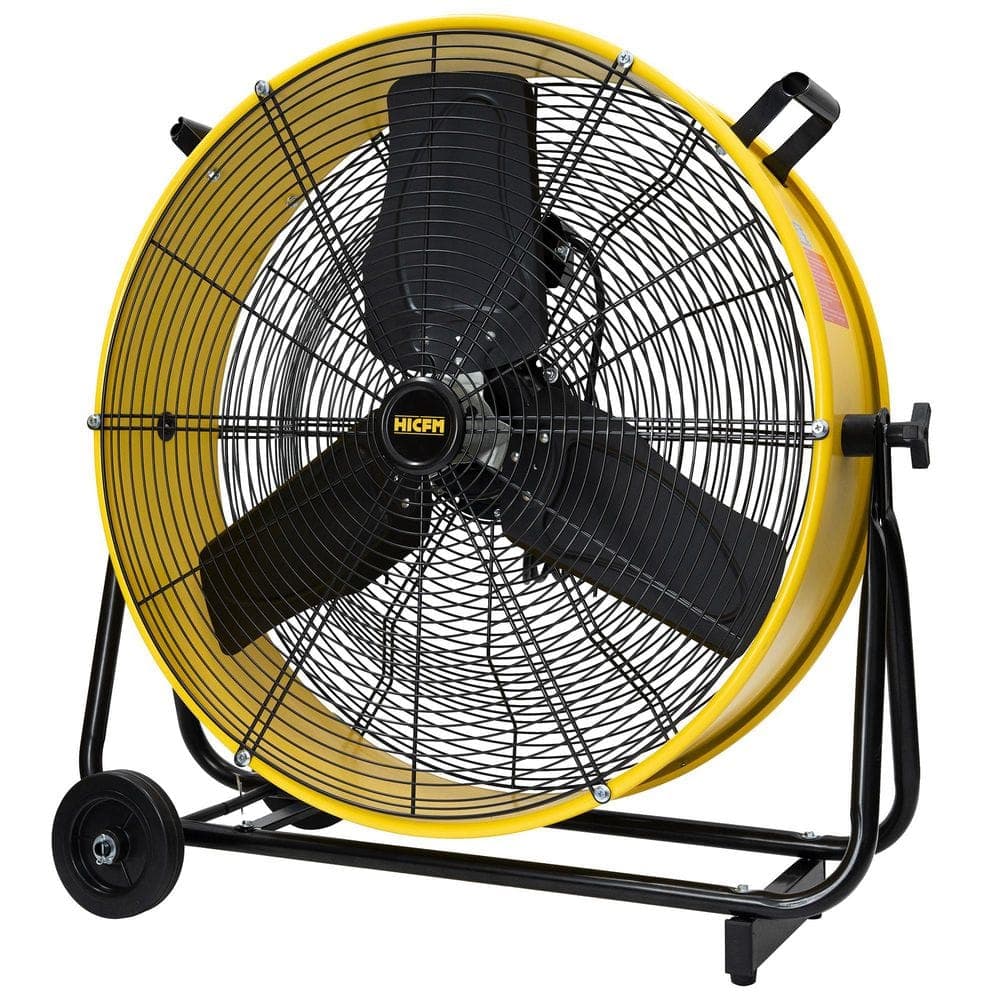 Edendirect 24 in. 2-Speed High Velocity Drum Fan in Yellow with Powerful 1/3HP Motor, Turbo Blades, 9200 CFM, Low Noise