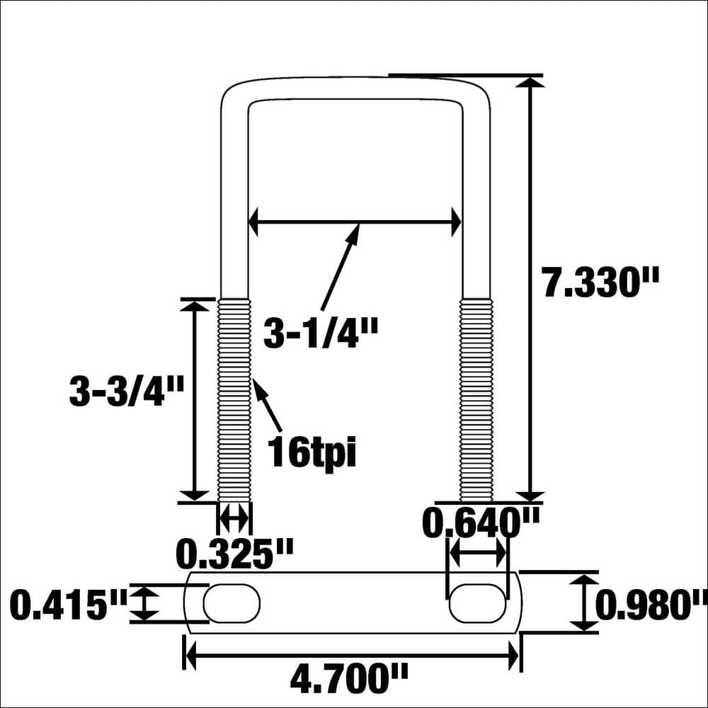 Everbilt 3/8 in. x 3 in. x 7 in. Zinc-Plated Square U-Bolt (2)