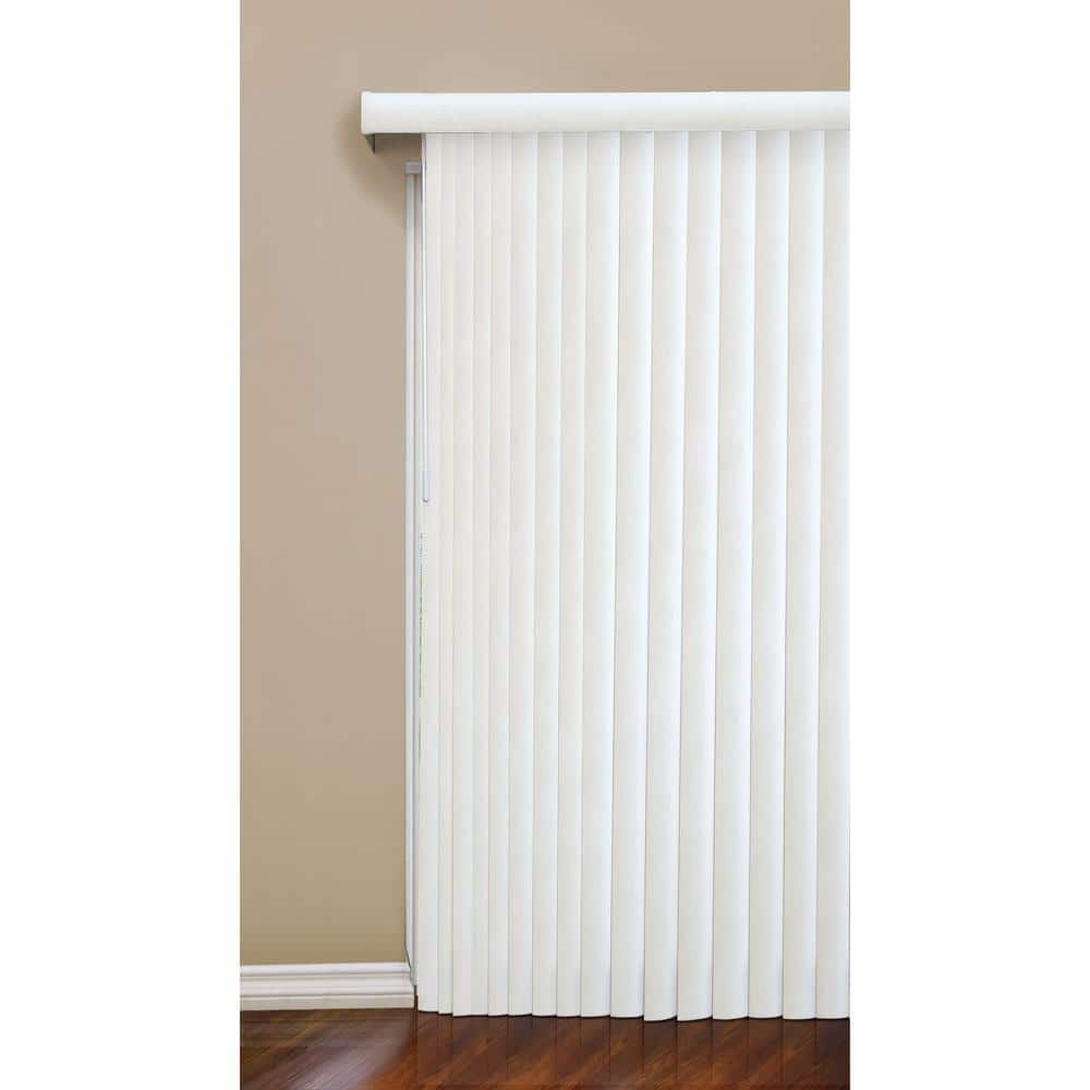 Home Decorators Collection Crown White Cordless Room Darkening Vertical Blinds for Sliding Doors Kit with 3.5 in. Slats - 104 in. W x 84 in. L (3)