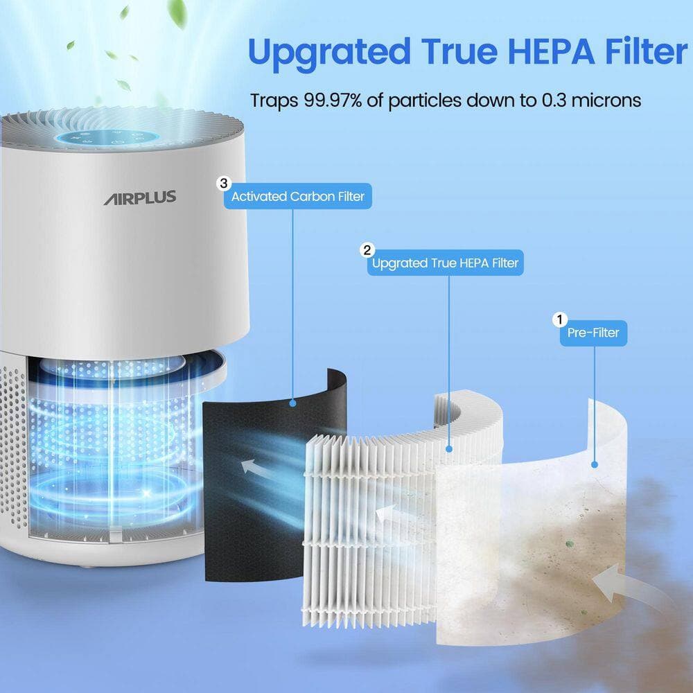 Edendirect 1200 sq. ft. Room Air Purifier Replacement Filters in White, True HEPA H13, for Wildfire, Dust, Pollen, Ozone-Free (2)