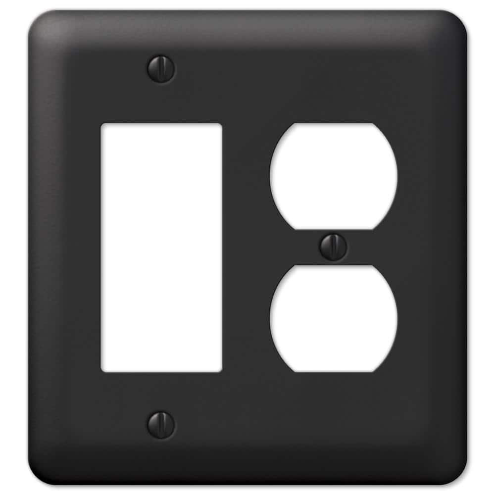 AMERELLE Declan 2 Gang 1-Duplex and 1-Rocker Steel Wall Plate