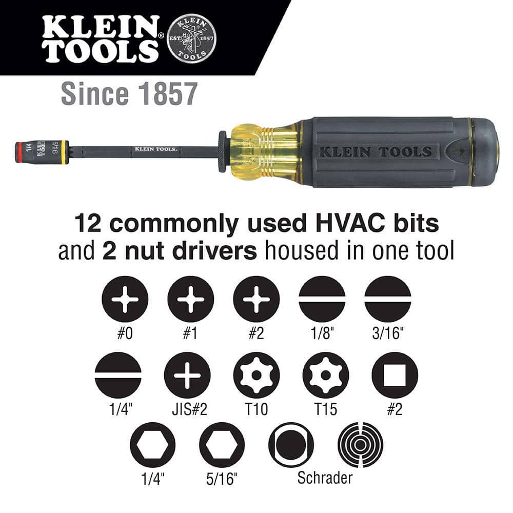 Klein Tools 14-In-1 HVAC Adjustable-Length Screwdriver with Flip Socket (3)