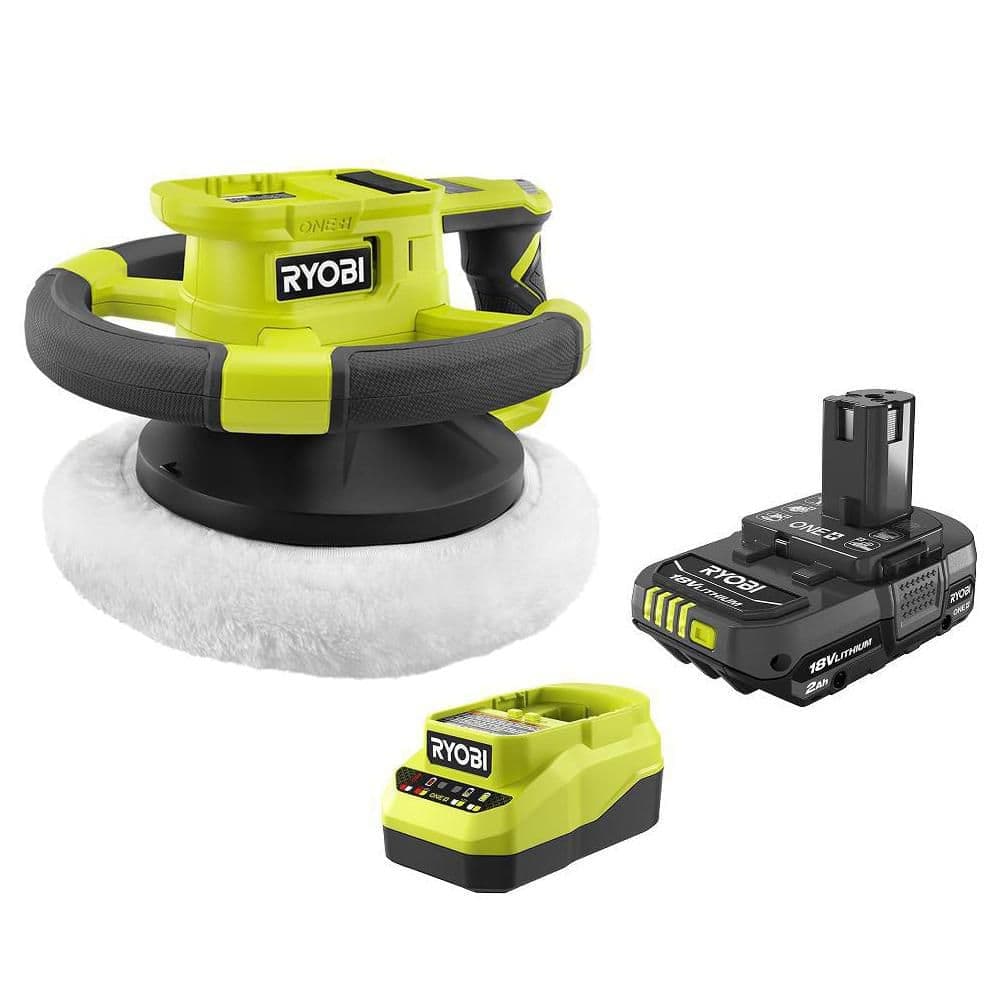 RYOBI ONE+ 18V Cordless 10 in. Variable Speed Random Orbit Buffer with 2.0 Ah Battery and Charger Kit