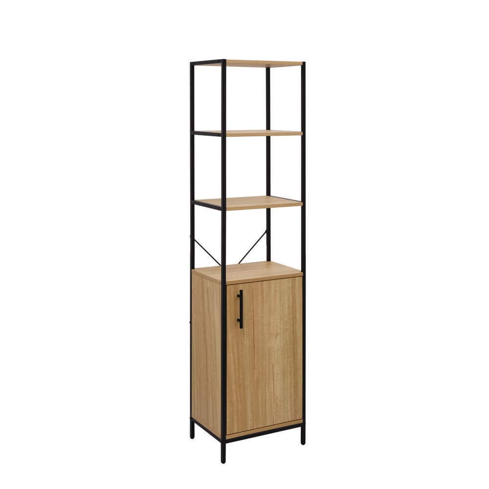Glacier Bay 15.3 in. W x 11.6 in. D x 62 in. H Mixed Material Natural Oak Freestanding Linen Cabinet (3)