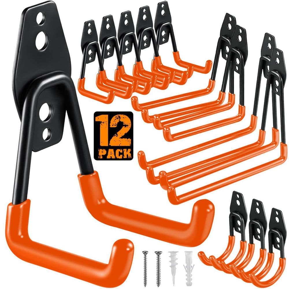 NVNOO Heavy Duty Utility Steel with Anti-Slip Coating Wall Mount Storage Organizer for Garden Tools, Orange (12-Pack) (1)