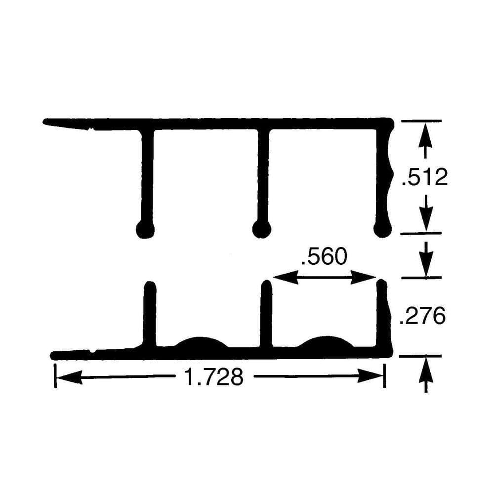 Outwater 0.512 in. D x 1.728 in. W x 48 in. L Unfinished Paintable Mill Aluminum Bypass Sliding Track Moulding Fits 1/2 in. Board (2)