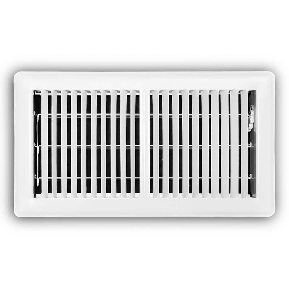 Everbilt 6 in. x 12 in. 2-Way Steel Floor Register in White