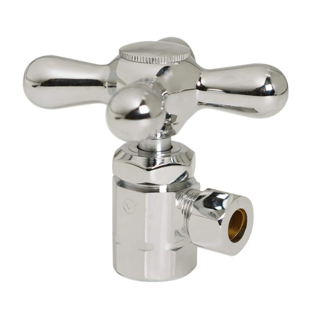 Westbrass Cross Handle Angle Stop Shut Off Valve, 1/2" IPS Inlet with 3/8" Compression Outlet, Polished Nickel (3)