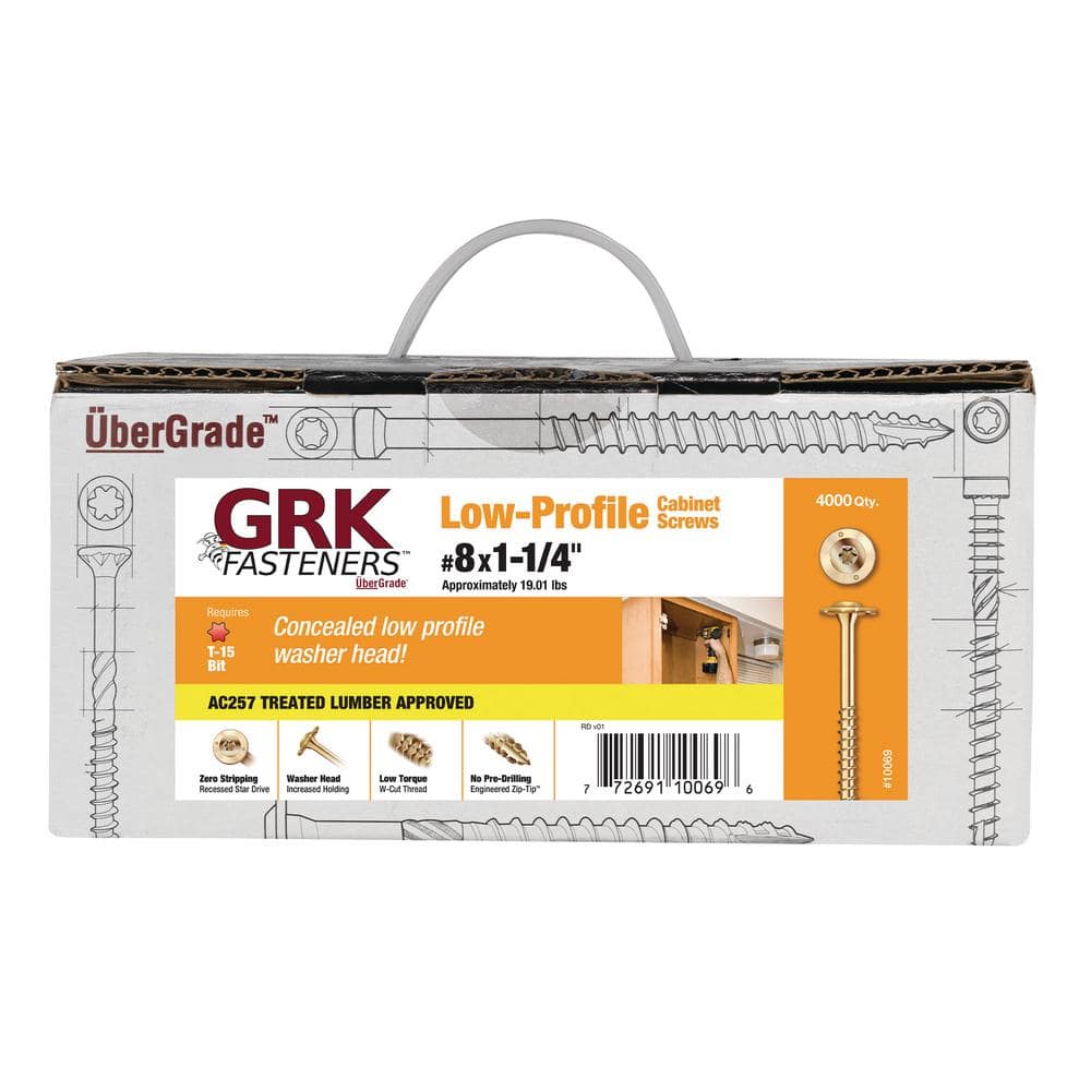 GRK Fasteners #8 x 1-1/4 in. Star Drive Low Profile Washer-Head Cabinet Screws (4,000-Pack)