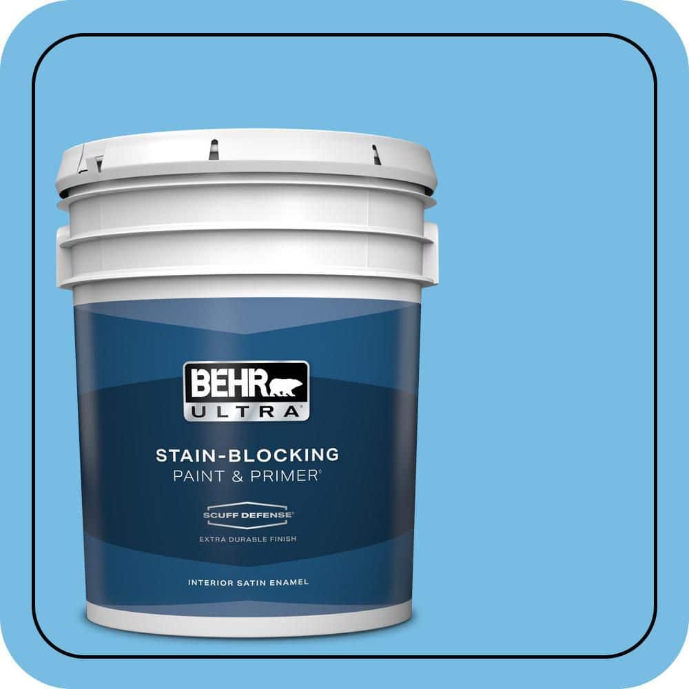 BEHR ULTRA 5 gal. #550B-4 Costa Rica Blue Extra Durable Satin Enamel Interior Paint & Primer