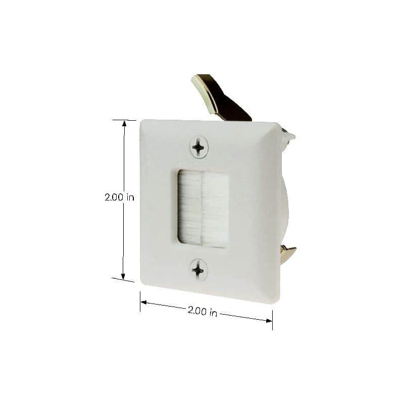 Commercial Electric 1-Gang Hole Saw Brush Plastic Wall Plate, White (2)