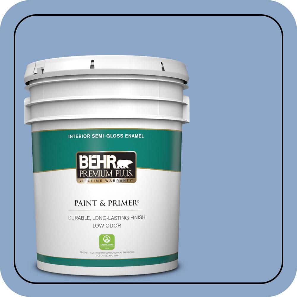 BEHR PREMIUM PLUS 5 gal. #590D-4 Romantic Isle Semi-Gloss Enamel Low Odor Interior Paint & Primer