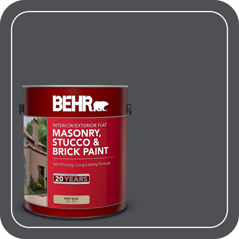 BEHR 1 gal. #PPU26-01 Satin Black Flat Masonry, Stucco and Brick Interior/Exterior Paint
