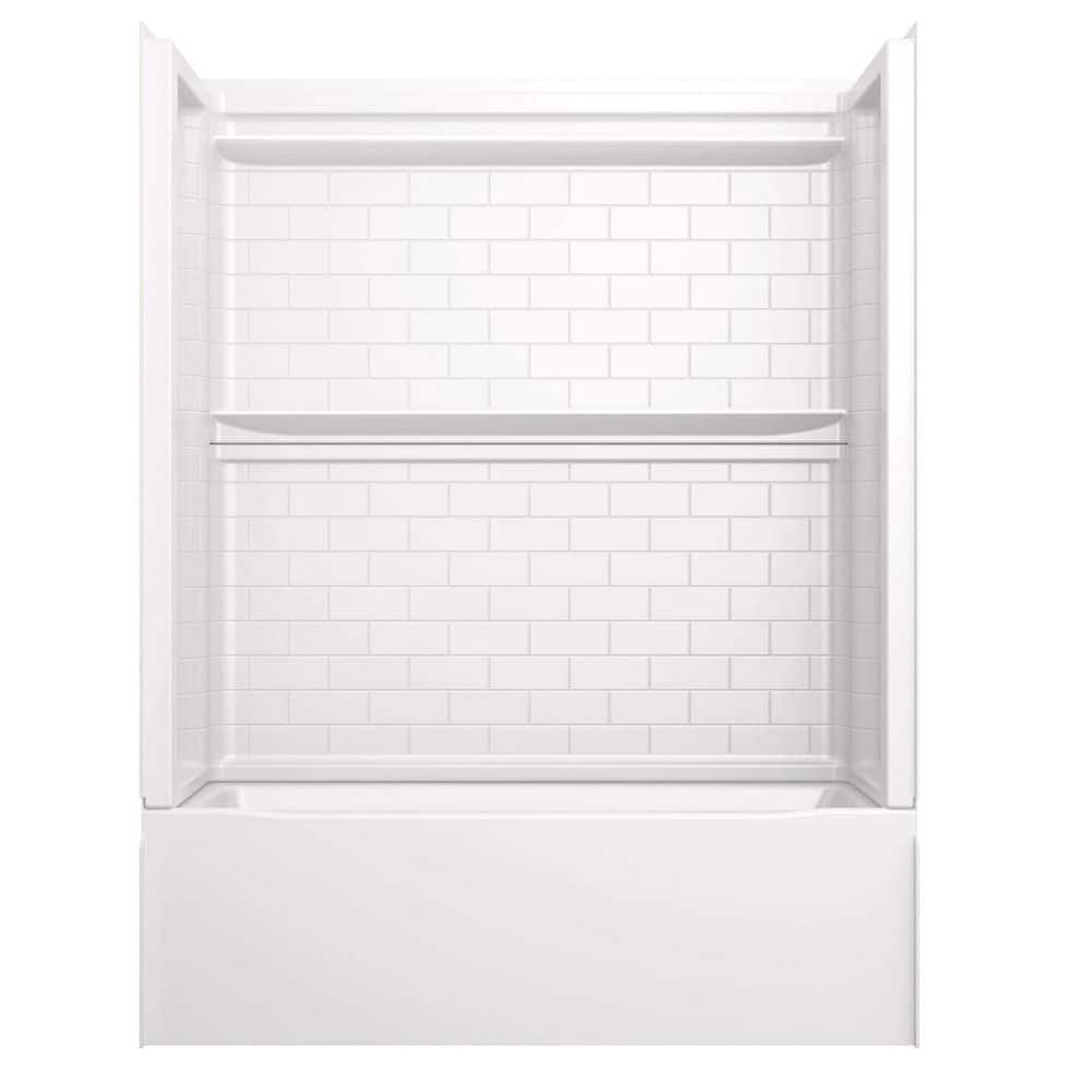 Delta Classic 500 Tile 60 in W 61.13 in H 32 in D Four piece Direct-to-stud Tub Surrounds in High Gloss White (2)