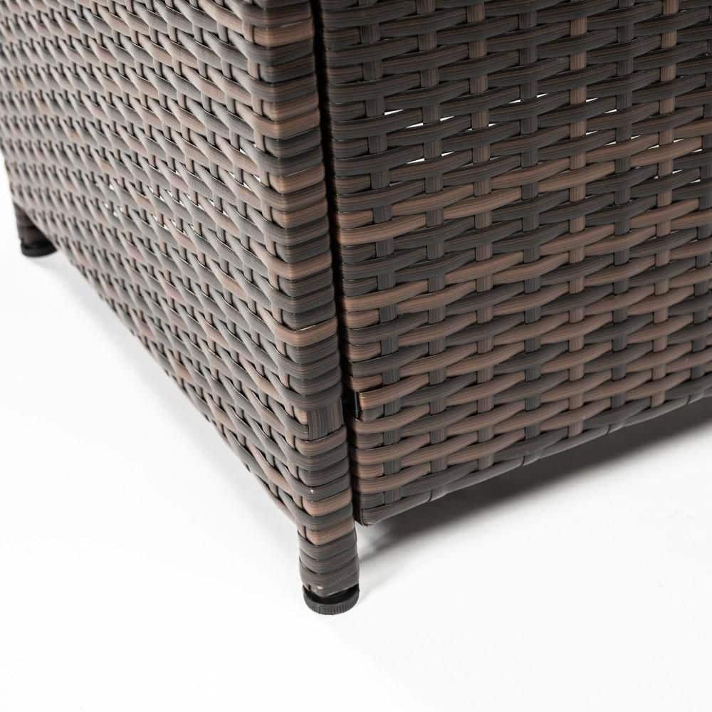 Basdien 28 in. 50000 BTU Propane Fire Pit Table Square Patio/Deck Heater with Wicker Base, Steel Tabletop Volcanic Stones Black (2)